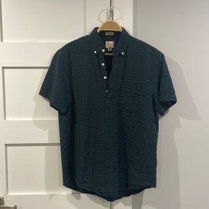 J Crew Black Watch Seersucker Popover Shirt